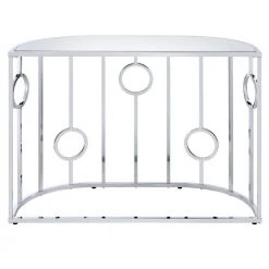 Freys 42.13 in. Chrome Glass Console Table by Furniture of America 11 Freys 42.13 in. Chrome Glass Console Table by Furniture of America -Furniture of America Sales Store chrome furniture of america console tables idf 4283crm s 4f 1000