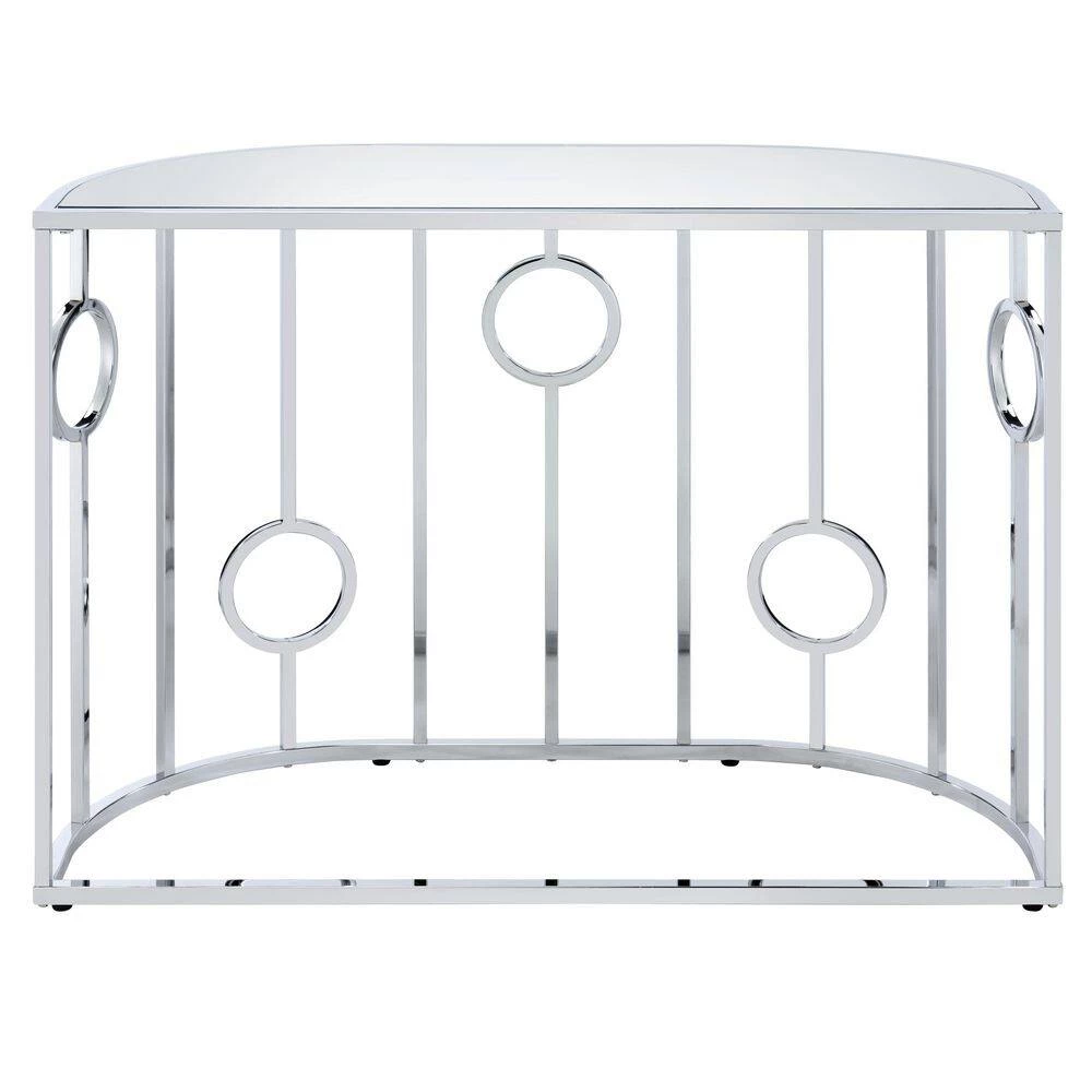 Freys 42.13 in. Chrome Glass Console Table by Furniture of America 4 Freys 42.13 in. Chrome Glass Console Table by Furniture of America - Image 4