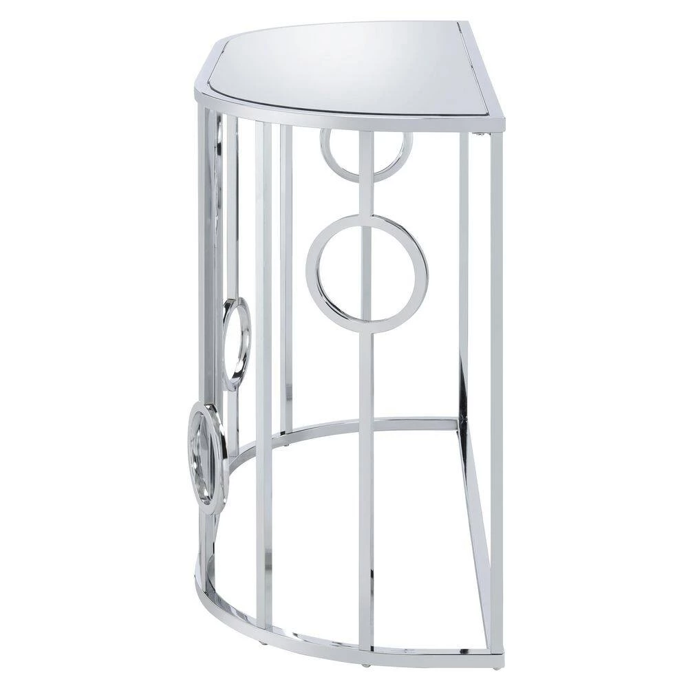 Freys 42.13 in. Chrome Glass Console Table by Furniture of America 2 Freys 42.13 in. Chrome Glass Console Table by Furniture of America - Image 2