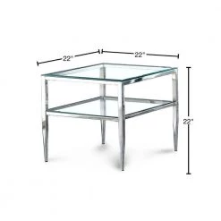 Harlyenne 22 in. Chrome Square Glass End Table by Furniture of America -Furniture of America Sales Store chrome furniture of america end side tables idf 4162crm e 40 1000