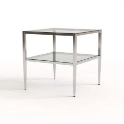 Harlyenne 22 in. Chrome Square Glass End Table by Furniture of America -Furniture of America Sales Store chrome furniture of america end side tables idf 4162crm e c3 1000