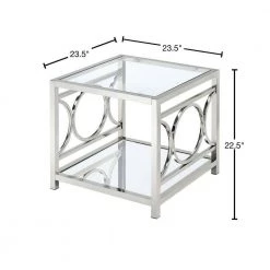 Innedia 23.5 in. Chrome Square Glass End Table by Furniture of America -Furniture of America Sales Store chrome furniture of america end side tables idf 4166crm e 40 1000