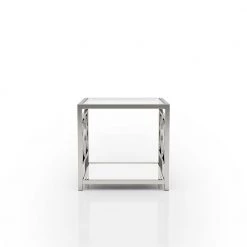Innedia 23.5 in. Chrome Square Glass End Table by Furniture of America -Furniture of America Sales Store chrome furniture of america end side tables idf 4166crm e c3 1000