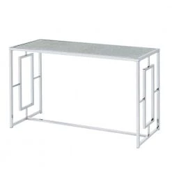 Tedmon 48 in. Chrome Rectangle Glass Console Table with Waterfall Pattern Top by Furniture of America