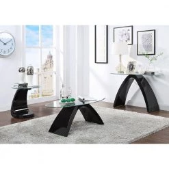 Glennda 23.38 in. H Black High Gloss End Table by Furniture of America -Furniture of America Sales Store clear and black high gloss furniture of america end side tables idf 4042bk e 31 1000