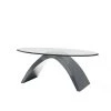 Glennda 48 in. Clear/Gray Large Oval Glass Coffee Table by Furniture of America