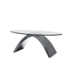 Glennda 48 in. Clear/Gray Large Oval Glass Coffee Table by Furniture of America