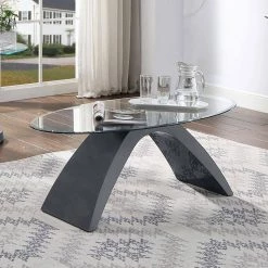 Glennda 48 in. Clear/Gray Large Oval Glass Coffee Table by Furniture of America 9 Glennda 48 in. Clear/Gray Large Oval Glass Coffee Table by Furniture of America -Furniture of America Sales Store clear and gray high gloss furniture of america coffee tables idf 4042gy c c3 1000