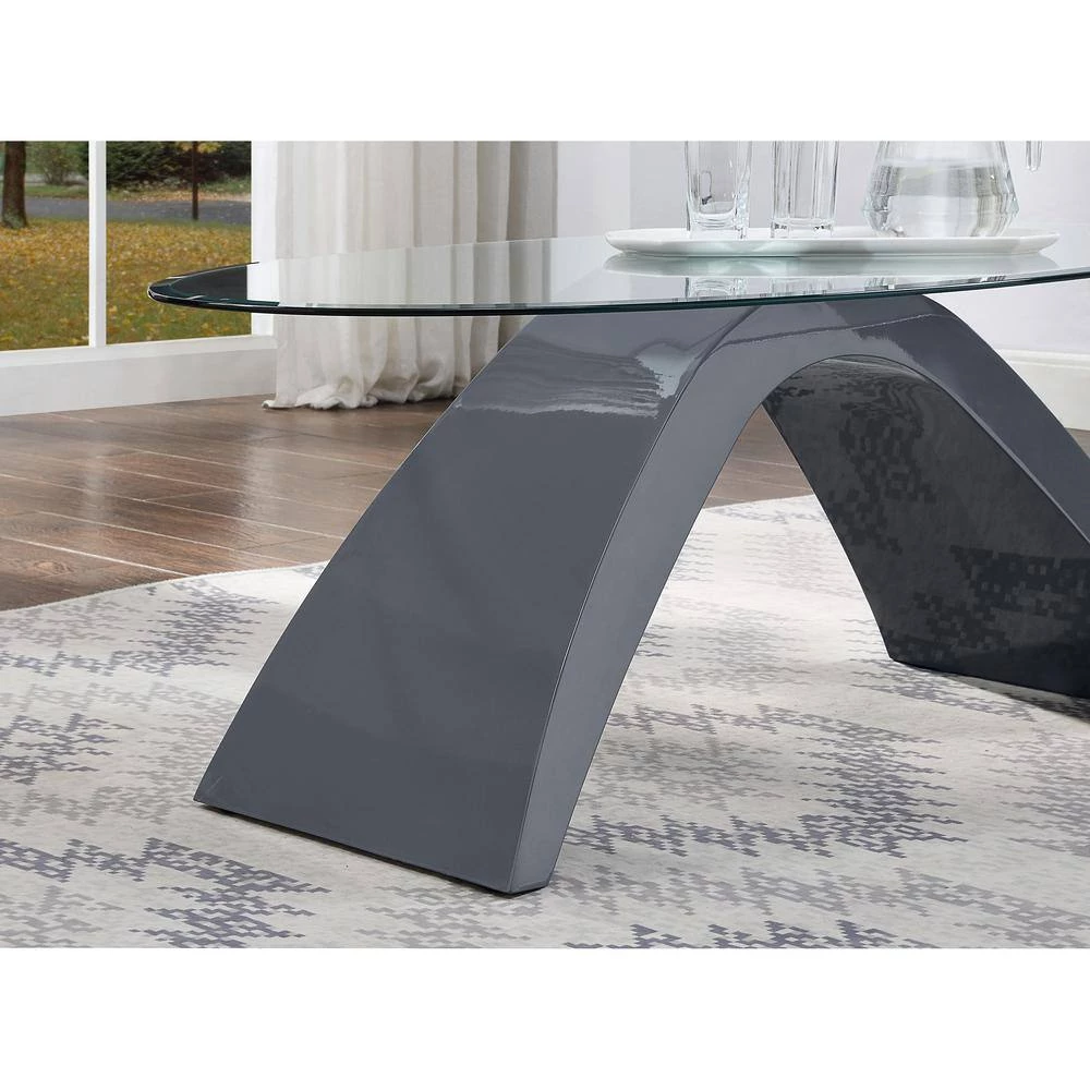Glennda 48 in. Clear/Gray Large Oval Glass Coffee Table by Furniture of America 5 Glennda 48 in. Clear/Gray Large Oval Glass Coffee Table by Furniture of America - Image 5