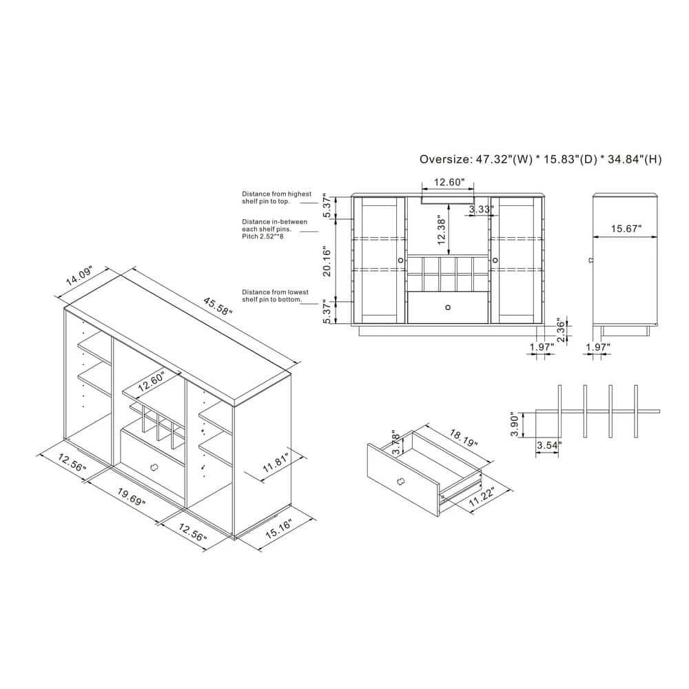 Elmiran Coastal White Buffet with 4 Shelves by Furniture of America 8 Elmiran Coastal White Buffet with 4 Shelves by Furniture of America - Image 8