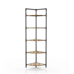 63.75 in. Copper Metal 5-shelf Corner Bookcase by Furniture of America