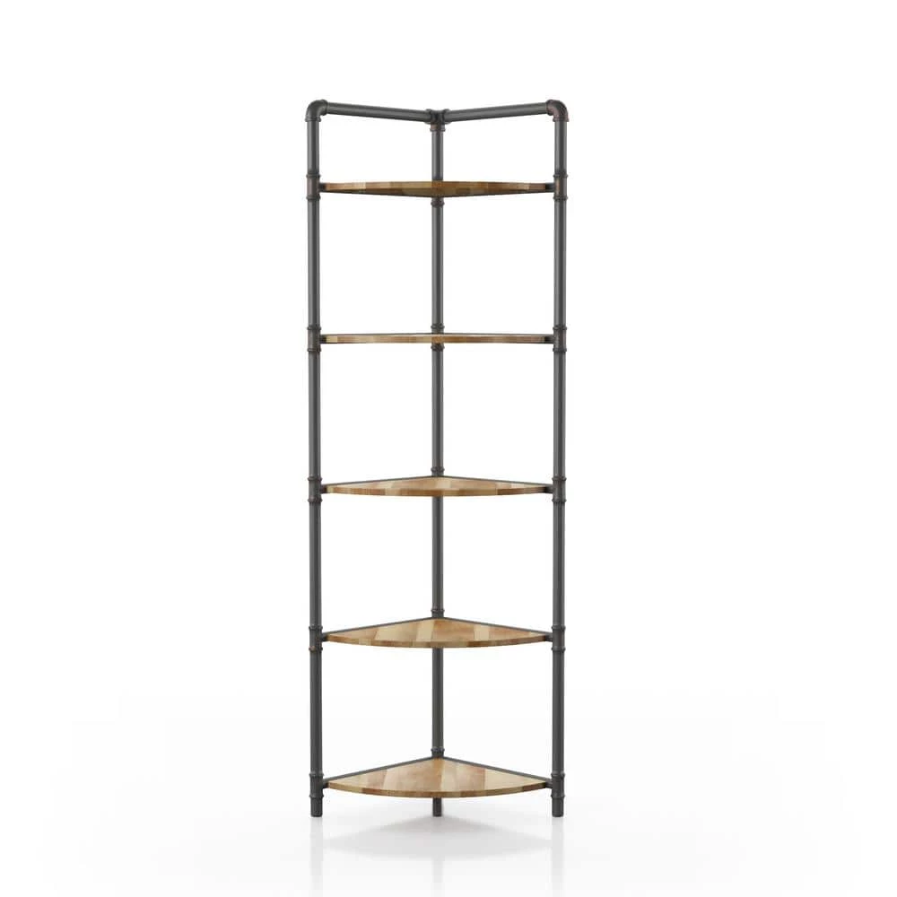 63.75 in. Copper Metal 5-shelf Corner Bookcase by Furniture of America 1 63.75 in. Copper Metal 5-shelf Corner Bookcase by Furniture of America