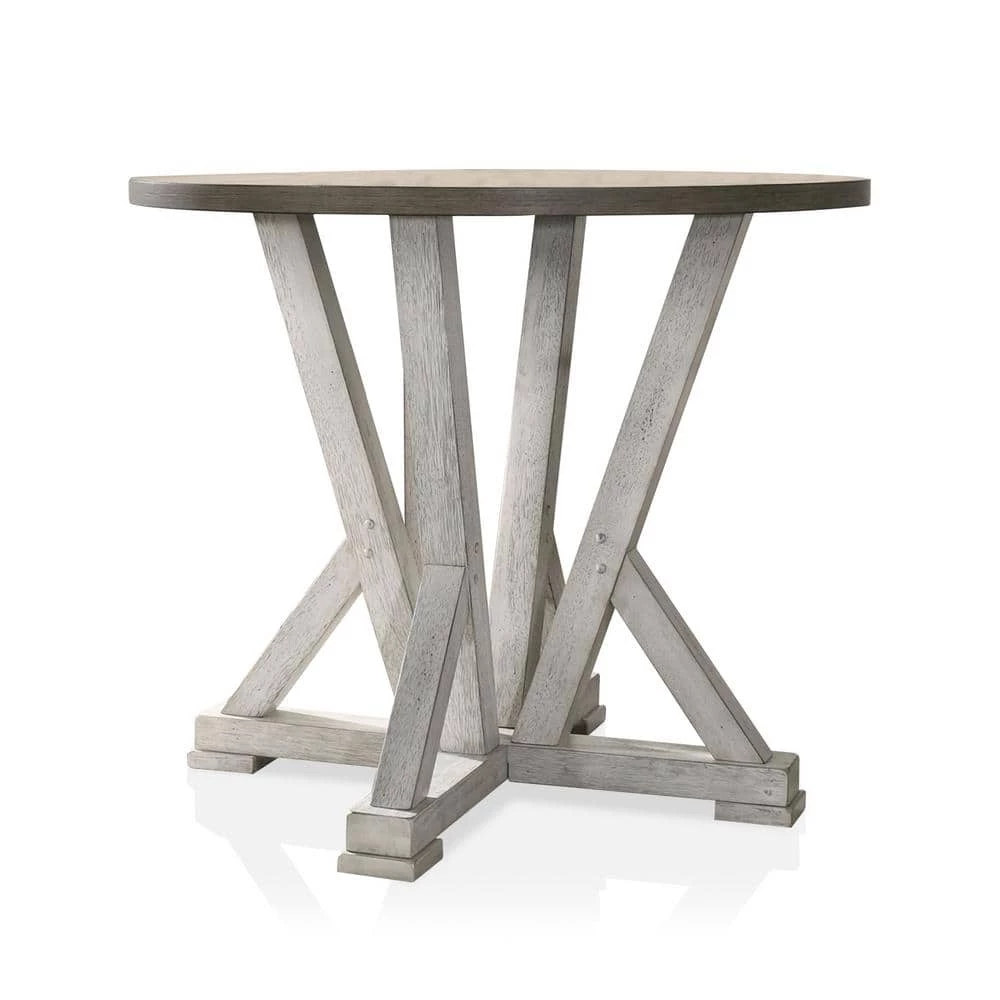 Rhysdee 41.75 in. Round Cremini Brown and Antique White Wood Counter Height Dining Table (Seats 4) by Furniture of America 2 Rhysdee 41.75 in. Round Cremini Brown and Antique White Wood Counter Height Dining Table (Seats 4) by Furniture of America - Image 2