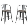 Bremke 36 in. Gray Low Back Steel Counter Height Stool (Set of 2) by Furniture of America
