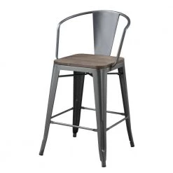 Bremke 36 in. Gray Low Back Steel Counter Height Stool (Set of 2) by Furniture of America -Furniture of America Sales Store dark bronze furniture of america bar stools idf 3529gy pc c3 1000