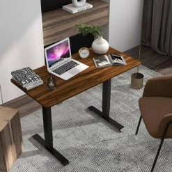 Derwin 47.2 in. Rectangular Dark Brown Wood Standing Desk With Adjustable Height by Furniture of America -Furniture of America Sales Store dark brown and black furniture of america standing desks idf 7021 db 31 1000