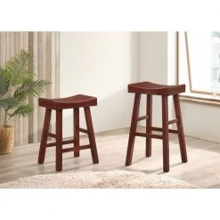Renata Dark Cherry 24 in. H Rubber Wood Bar Stool (Set of 2) by Furniture of America -Furniture of America Sales Store dark cherry furniture of america bar stools idf br365ch 31 1000