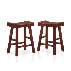 Renata Dark Cherry 24 in. H Rubber Wood Bar Stool (Set of 2) by Furniture of America