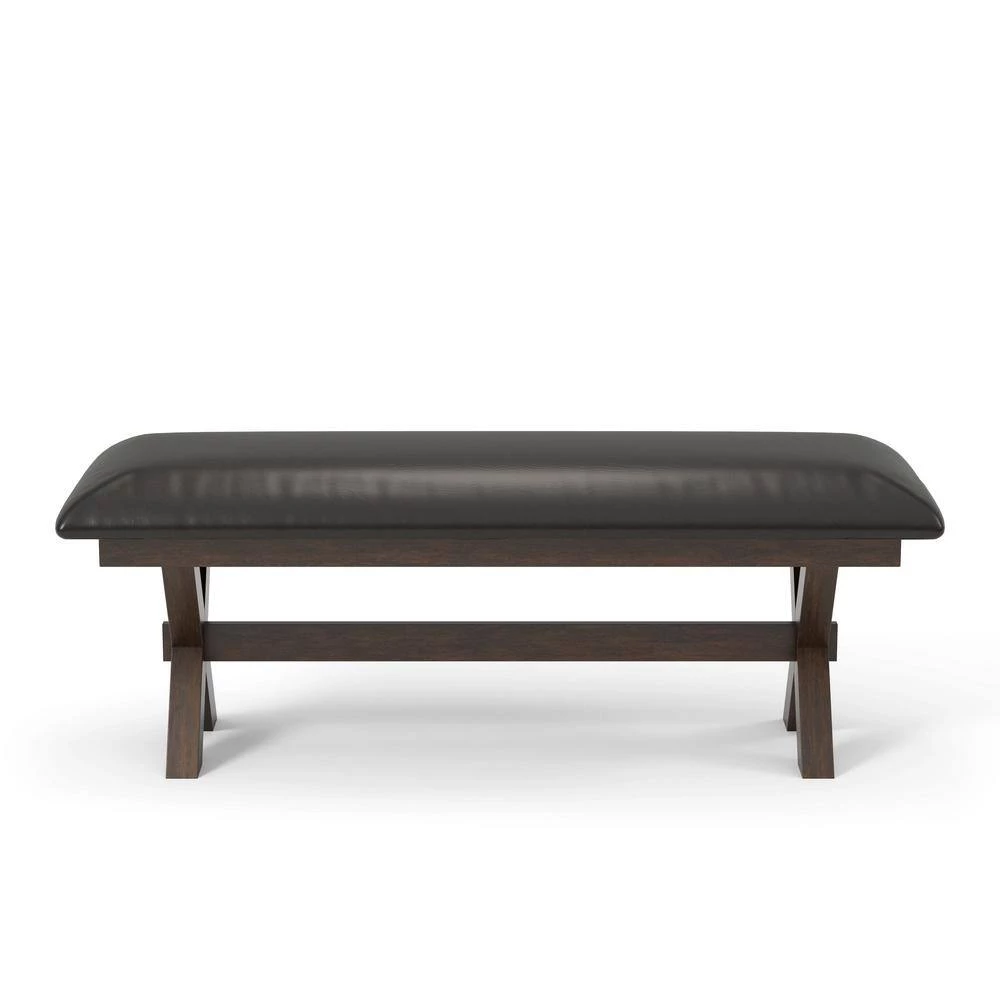 Paramus Dark Cherry Leather Cushion Dining Bench by Furniture of America 5 Paramus Dark Cherry Leather Cushion Dining Bench by Furniture of America - Image 5