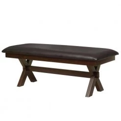 Paramus Dark Cherry Leather Cushion Dining Bench by Furniture of America