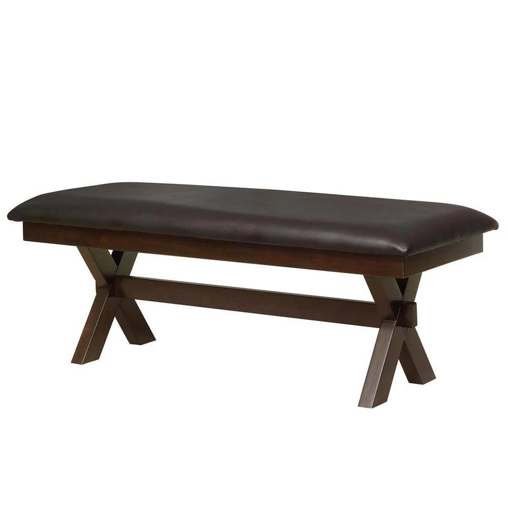 Paramus Dark Cherry Leather Cushion Dining Bench by Furniture of America 1 Paramus Dark Cherry Leather Cushion Dining Bench by Furniture of America