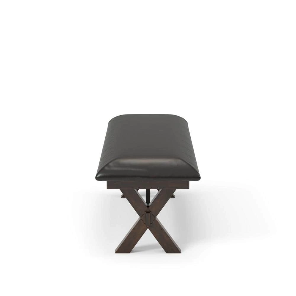 Paramus Dark Cherry Leather Cushion Dining Bench by Furniture of America 2 Paramus Dark Cherry Leather Cushion Dining Bench by Furniture of America - Image 2