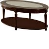 Granvia 48 in. Dark Cherry Large Oval Glass Coffee Table with Shelf by Furniture of America