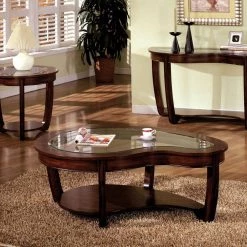 Lepita 51 in. Dark Cherry Large Specialty Glass Coffee Table with Shelf by Furniture of America -Furniture of America Sales Store dark cherry furniture of america coffee tables idf 4336c 31 1000