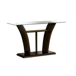 Ali 50 in. Dark Cherry Standard Rectangle Glass Console Table with Storage by Furniture of America