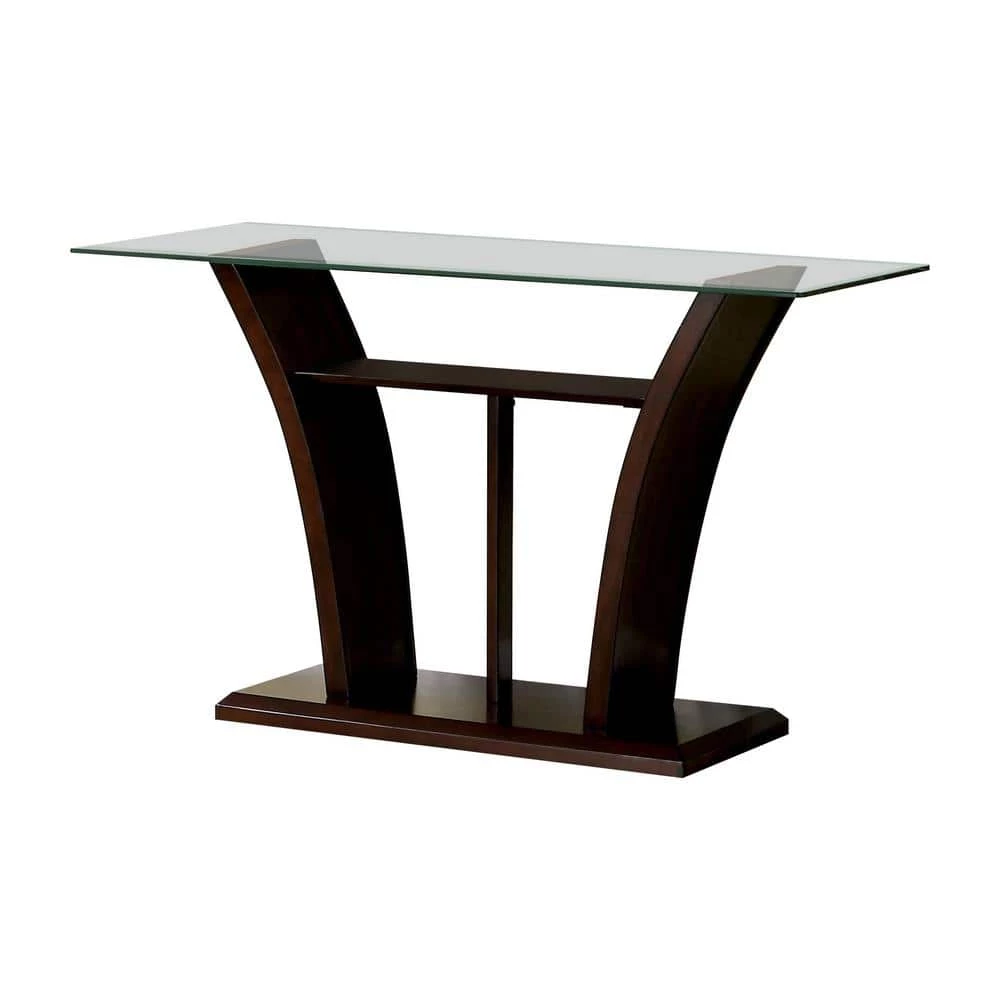 Ali 50 in. Dark Cherry Standard Rectangle Glass Console Table with Storage by Furniture of America 2 Ali 50 in. Dark Cherry Standard Rectangle Glass Console Table with Storage by Furniture of America - Image 2