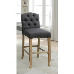 Brycentto 44.5 in. Dark Gray Low Back Wood Bar Stools (Set of 2) by Furniture of America -Furniture of America Sales Store dark gray furniture of america bar stools idf 3829f gy bc 31 1000