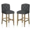 Brycentto 44.5 in. Dark Gray Low Back Wood Bar Stools (Set of 2) by Furniture of America