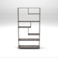 69 in. Dark Gray Wood 6-shelf Etagere Bookcase with Open Back by Furniture of America