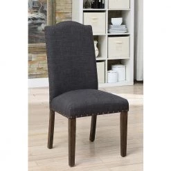 Pikes Dark Gray Upholstered Nailhead Trim Dining Chair (Set of 2) by Furniture of America -Furniture of America Sales Store dark gray furniture of america dining chairs idf 3539dg sc 31 1000