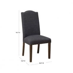 Pikes Dark Gray Upholstered Nailhead Trim Dining Chair (Set of 2) by Furniture of America -Furniture of America Sales Store dark gray furniture of america dining chairs idf 3539dg sc 40 1000