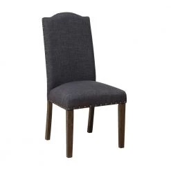 Pikes Dark Gray Upholstered Nailhead Trim Dining Chair (Set of 2) by Furniture of America