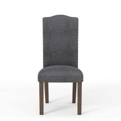 Pikes Dark Gray Upholstered Nailhead Trim Dining Chair (Set of 2) by Furniture of America -Furniture of America Sales Store dark gray furniture of america dining chairs idf 3539dg sc c3 1000