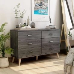 Fort Ordan 6-Drawer Dark Gray Dresser (29.5 in. H x 47 in. W x 15.5 in. D) by Furniture of America 13 Fort Ordan 6-Drawer Dark Gray Dresser (29.5 in. H x 47 in. W x 15.5 in. D) by Furniture of America -Furniture of America Sales Store dark gray furniture of america dressers idi y2004a 31 1000