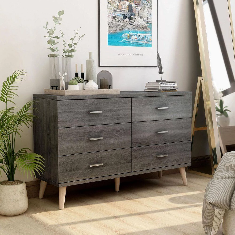 Fort Ordan 6-Drawer Dark Gray Dresser (29.5 in. H x 47 in. W x 15.5 in. D) by Furniture of America 7 Fort Ordan 6-Drawer Dark Gray Dresser (29.5 in. H x 47 in. W x 15.5 in. D) by Furniture of America - Image 7