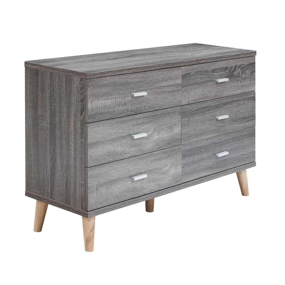 Fort Ordan 6-Drawer Dark Gray Dresser (29.5 in. H x 47 in. W x 15.5 in. D) by Furniture of America 1 Fort Ordan 6-Drawer Dark Gray Dresser (29.5 in. H x 47 in. W x 15.5 in. D) by Furniture of America