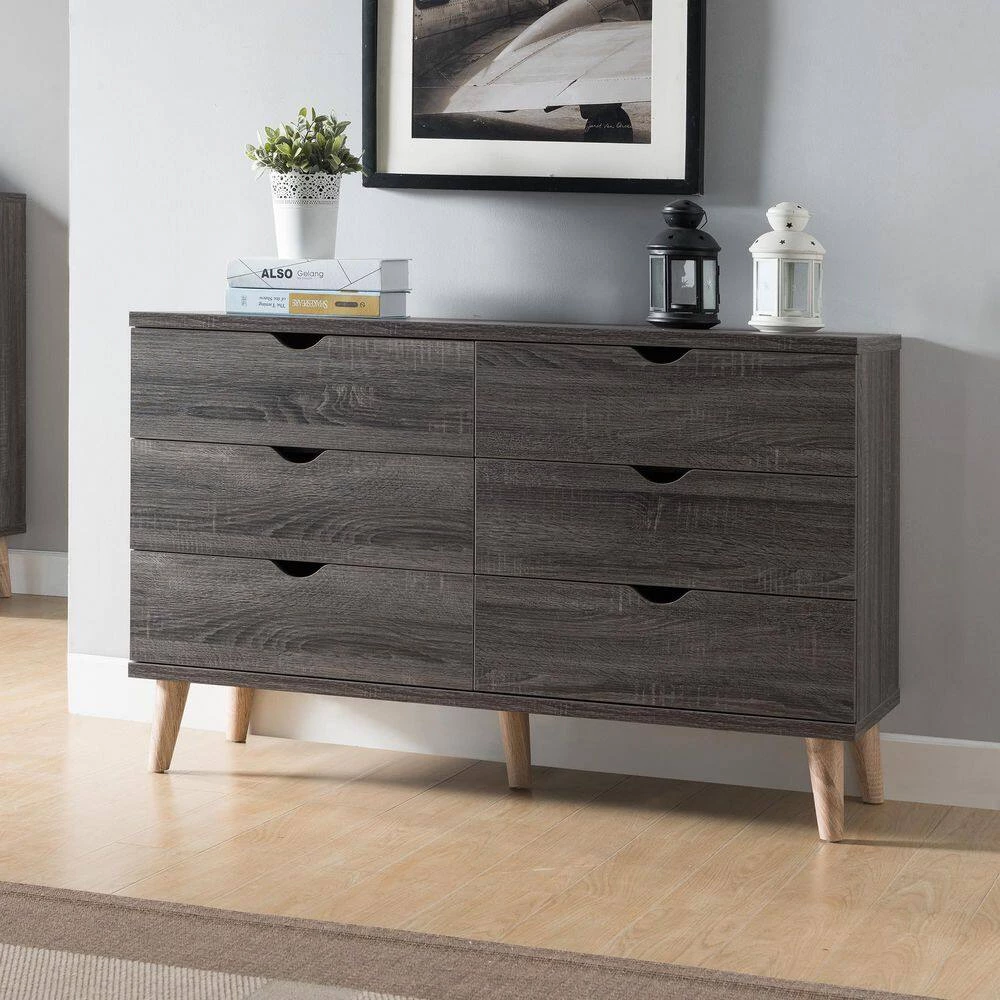 Fort Ordan II 6-Drawer Dark Gray Dresser (29.5 in. H x 47 in. W x 15.5 in. D) by Furniture of America 7 Fort Ordan II 6-Drawer Dark Gray Dresser (29.5 in. H x 47 in. W x 15.5 in. D) by Furniture of America - Image 7
