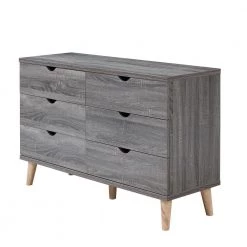 Fort Ordan II 6-Drawer Dark Gray Dresser (29.5 in. H x 47 in. W x 15.5 in. D) by Furniture of America