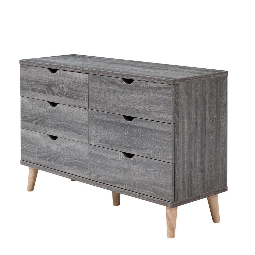 Fort Ordan II 6-Drawer Dark Gray Dresser (29.5 in. H x 47 in. W x 15.5 in. D) by Furniture of America 1 Fort Ordan II 6-Drawer Dark Gray Dresser (29.5 in. H x 47 in. W x 15.5 in. D) by Furniture of America