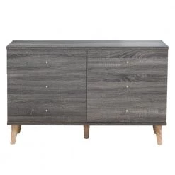 Fort Ordan III 6-Drawer Dark Gray Dresser (29.5 in. H x 47 in. W x 15.5 in. D) by Furniture of America