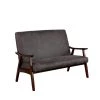 Lometa 46.8 in. Dark Gray Faux Leather 2 Seater Loveseat with Wood Frame by Furniture of America