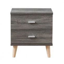 Kitzner 2-Drawer Dark Gray Nightstand (22 in. H x 20 in. W x 15.5 in. D) by Furniture of America