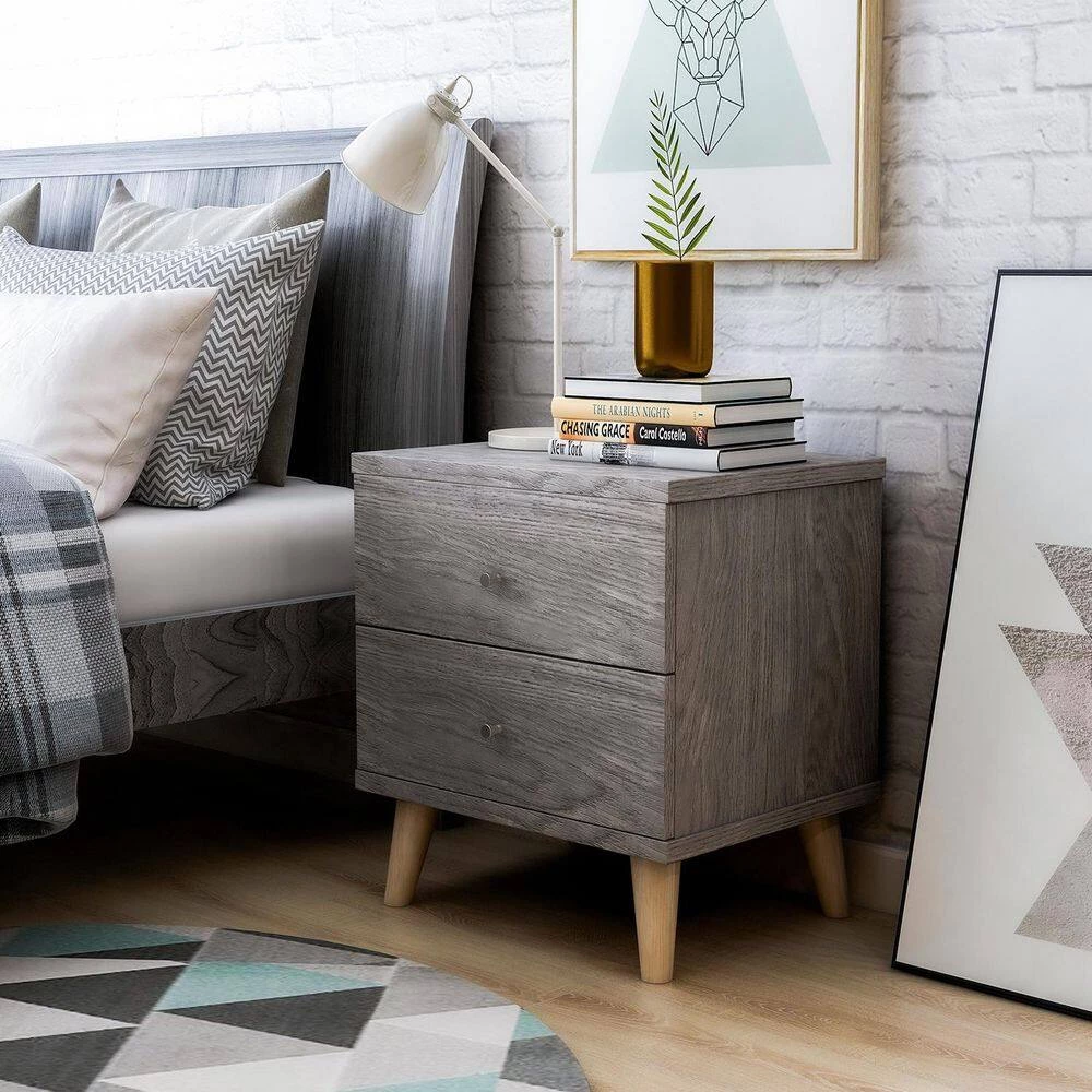 Kitzner III 2-Drawer Dark Gray Nightstand (22 in. H x 20 in. W x 15.5 in D) by Furniture of America 5 Kitzner III 2-Drawer Dark Gray Nightstand (22 in. H x 20 in. W x 15.5 in D) by Furniture of America - Image 5