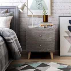 Kitzner III 2-Drawer Dark Gray Nightstand (22 in. H x 20 in. W x 15.5 in D) by Furniture of America 15 Kitzner III 2-Drawer Dark Gray Nightstand (22 in. H x 20 in. W x 15.5 in D) by Furniture of America -Furniture of America Sales Store dark gray furniture of america nightstands idi y2003c 31 1000