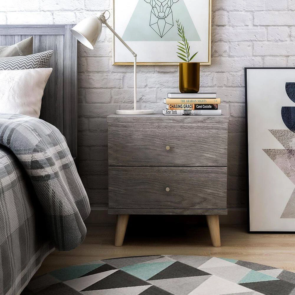 Kitzner III 2-Drawer Dark Gray Nightstand (22 in. H x 20 in. W x 15.5 in D) by Furniture of America 8 Kitzner III 2-Drawer Dark Gray Nightstand (22 in. H x 20 in. W x 15.5 in D) by Furniture of America - Image 8