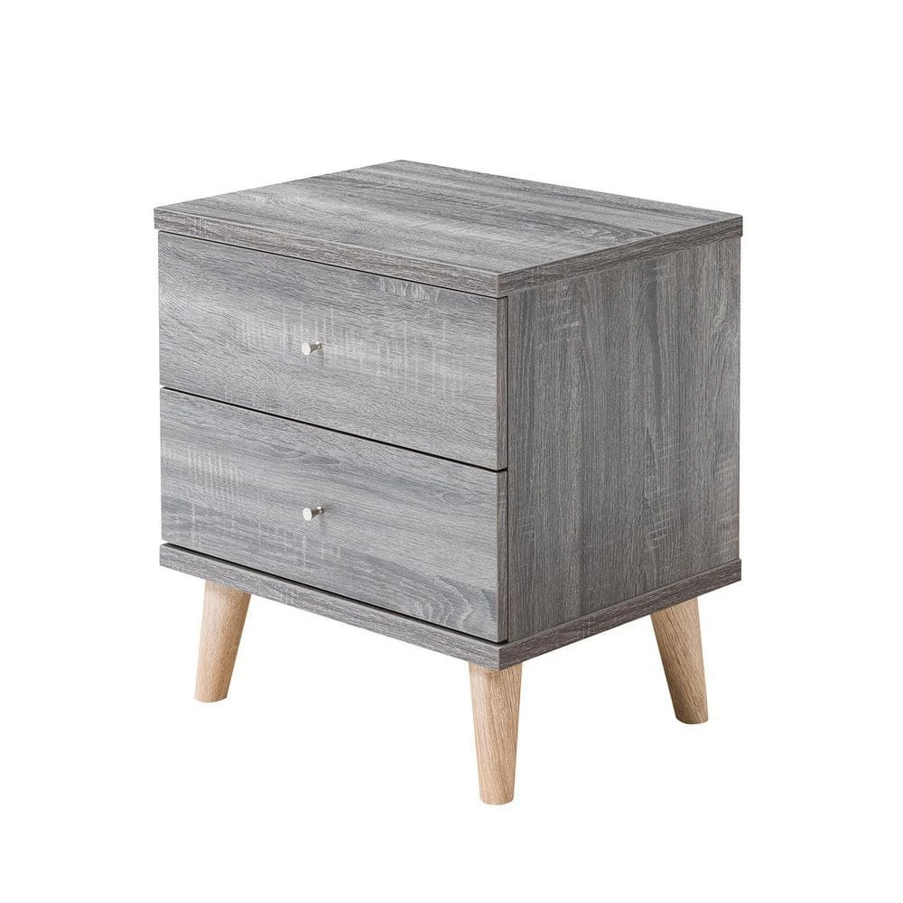 Kitzner III 2-Drawer Dark Gray Nightstand (22 in. H x 20 in. W x 15.5 in D) by Furniture of America 1 Kitzner III 2-Drawer Dark Gray Nightstand (22 in. H x 20 in. W x 15.5 in D) by Furniture of America